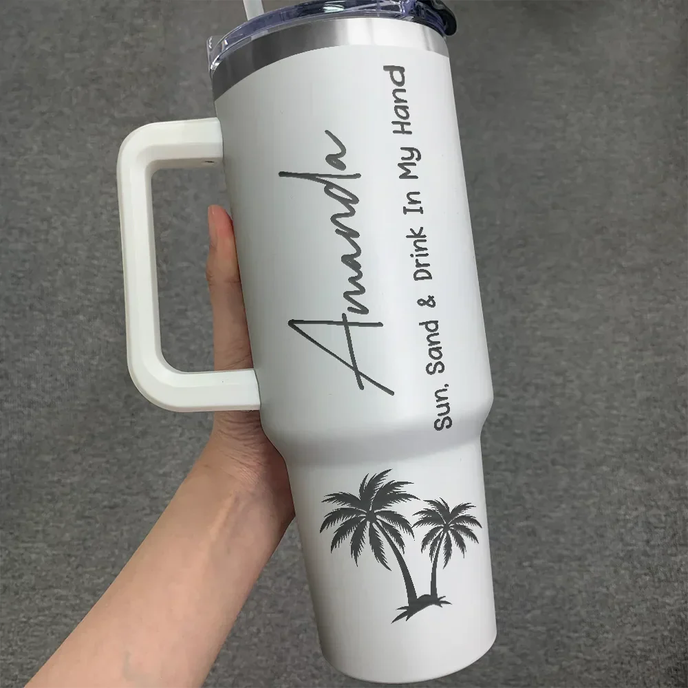 Sun Sand And Drink In My Hand - Personalized Engraved 40oz Tumbler - Image 3