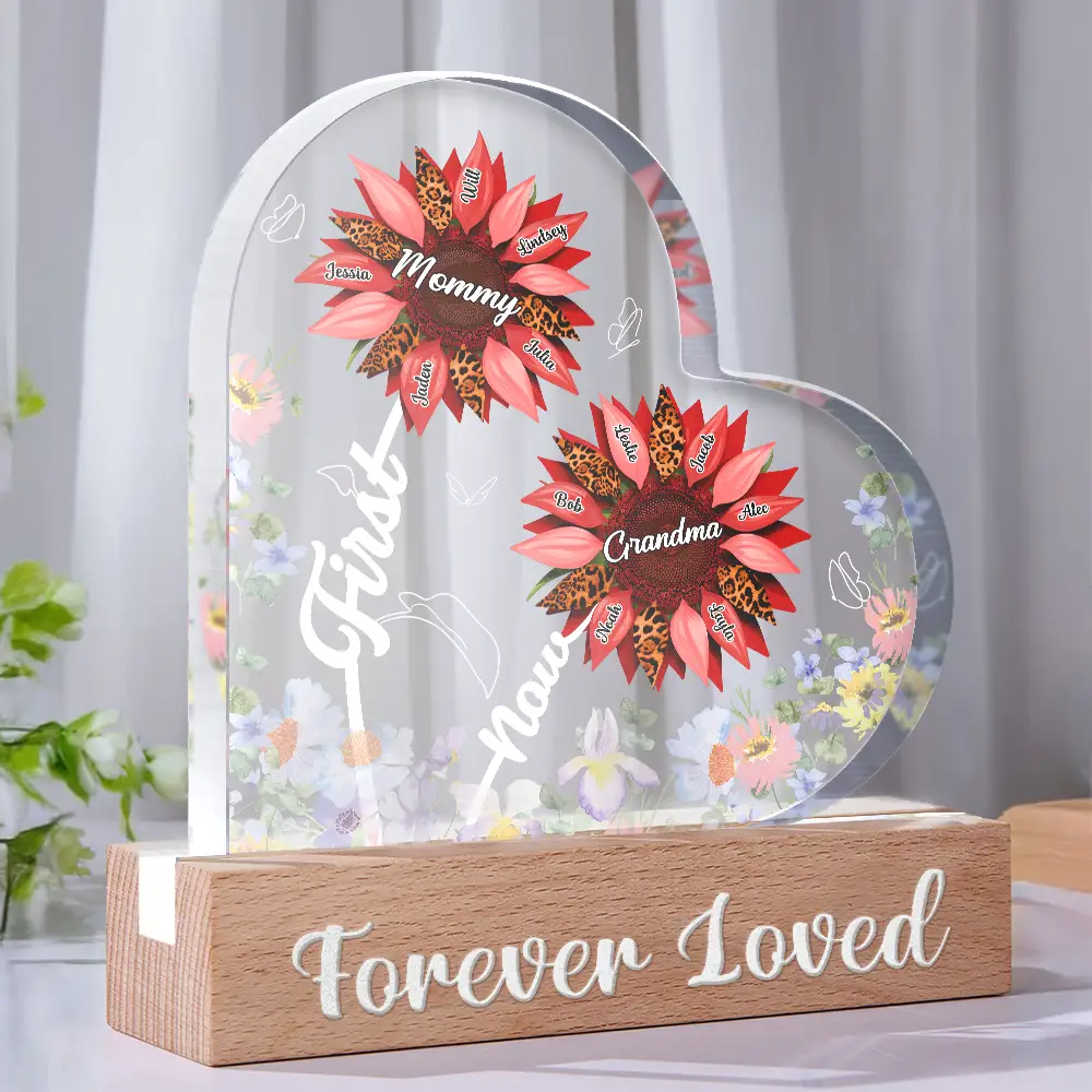 Sunflower First Mom Now Grandma - Personalized Custom Shaped LED Light - Image 2