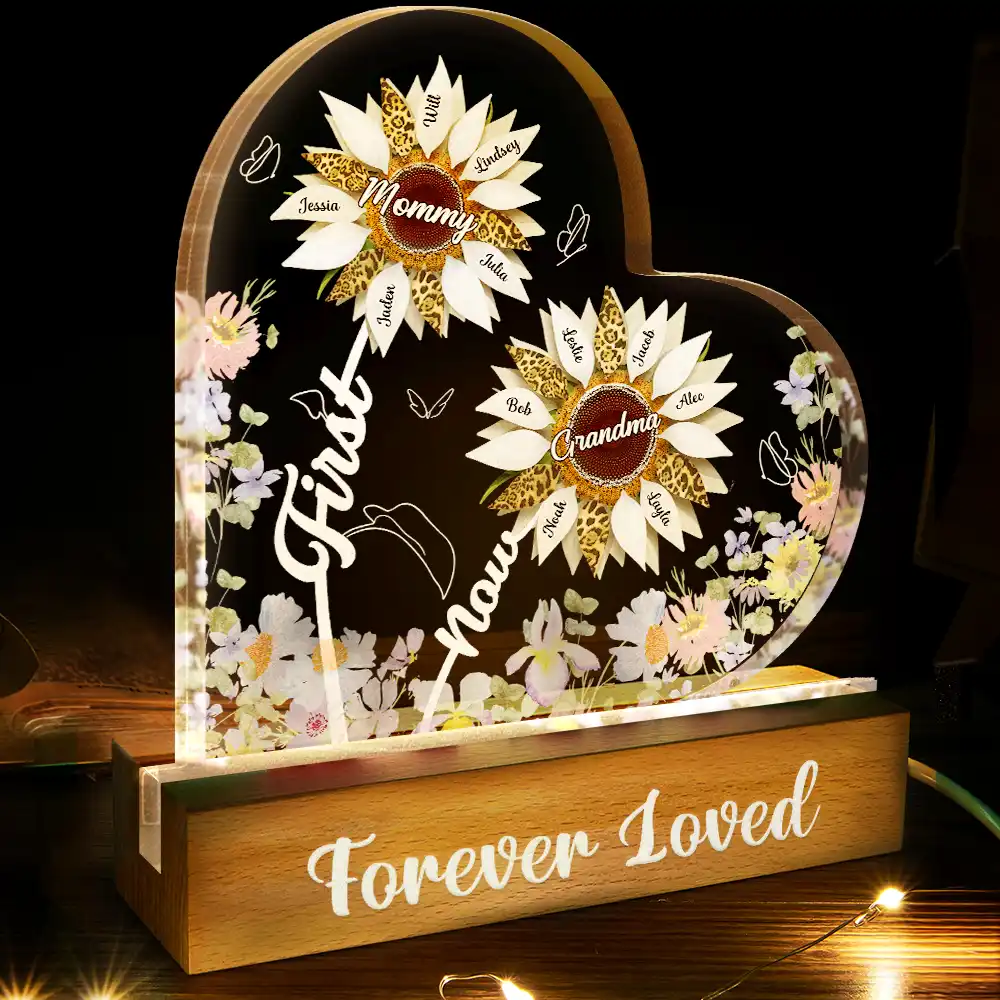 Sunflower First Mom Now Grandma - Personalized Custom Shaped LED Light - Image 3