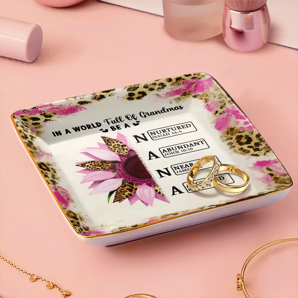 Sunflower Title World Full Of Grandmas - Personalized Ring Dish - Image 3