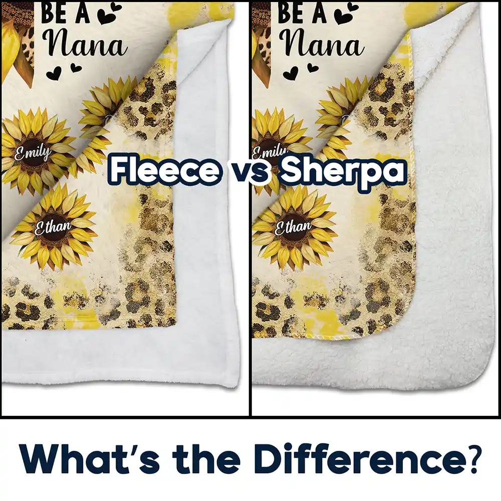 Sunflower World Full Of Grandmas - Personalized Fleece Blanket, Sherpa Blanket - Image 4