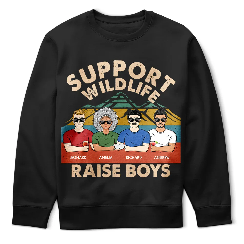 Support Wildlife Raise Boy Mom Funny - Personalized T Shirt - Image 5