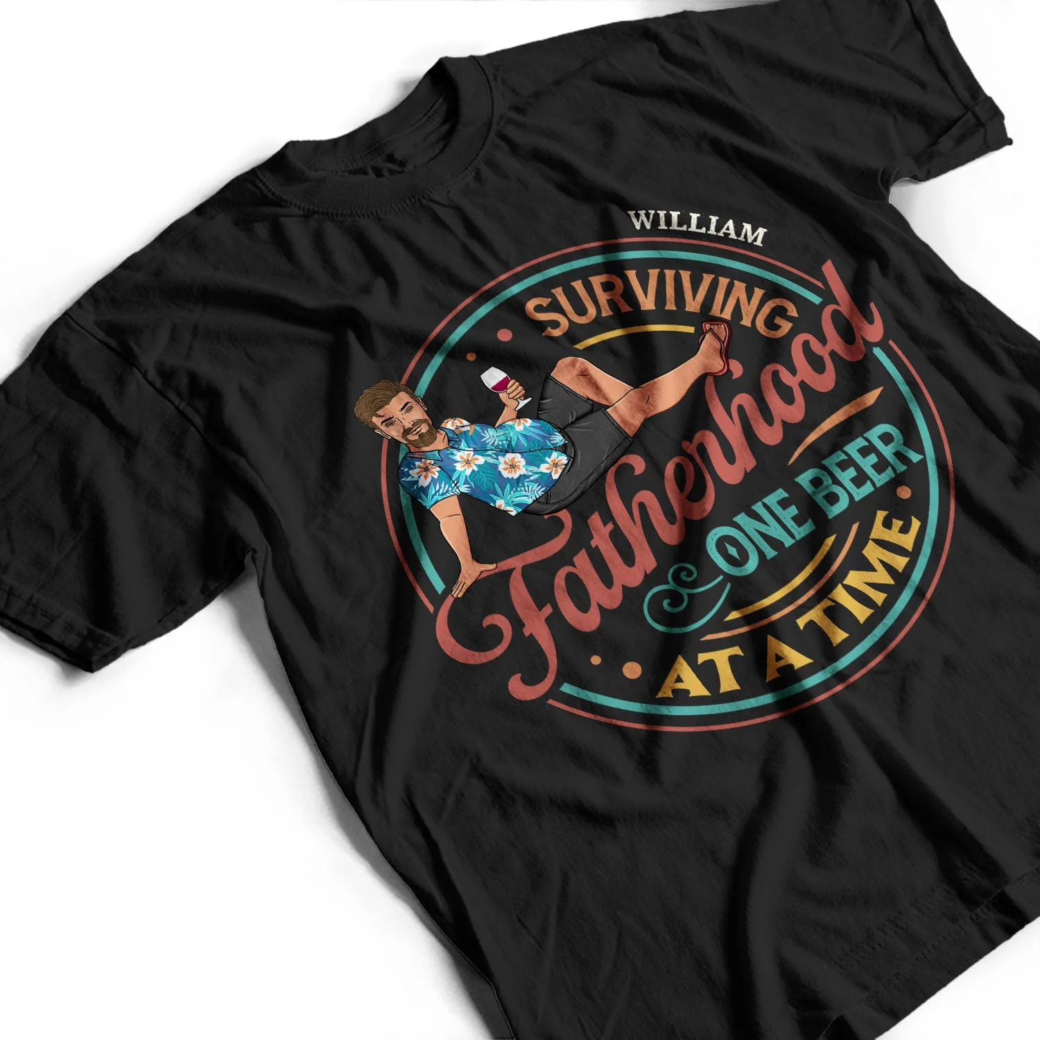Surviving Fatherhood One Beer At A Time - Birthday Gift For Father, Dad - Personalized T Shirt - Image 3