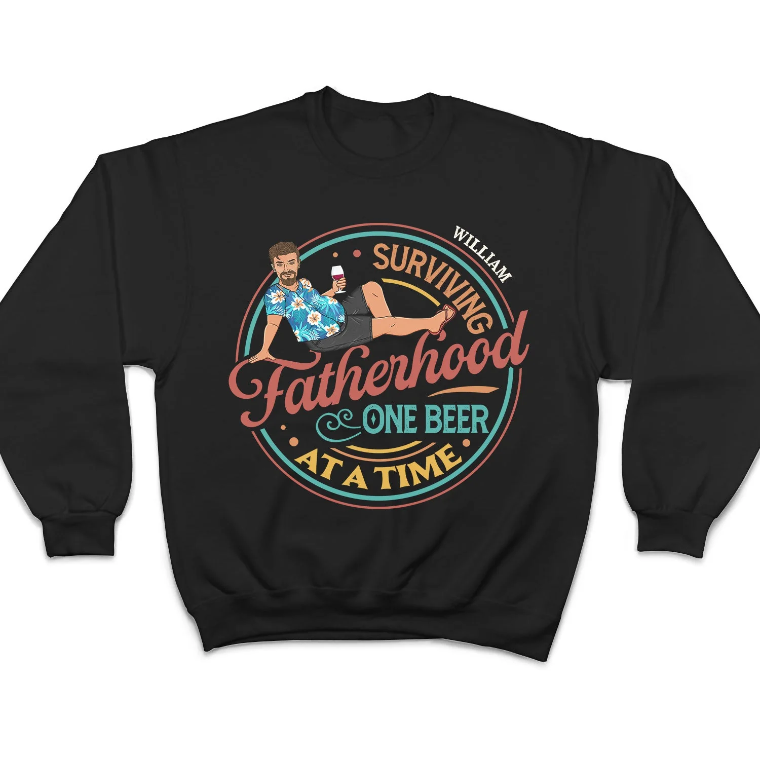 Surviving Fatherhood One Beer At A Time - Birthday Gift For Father, Dad - Personalized T Shirt - Image 5