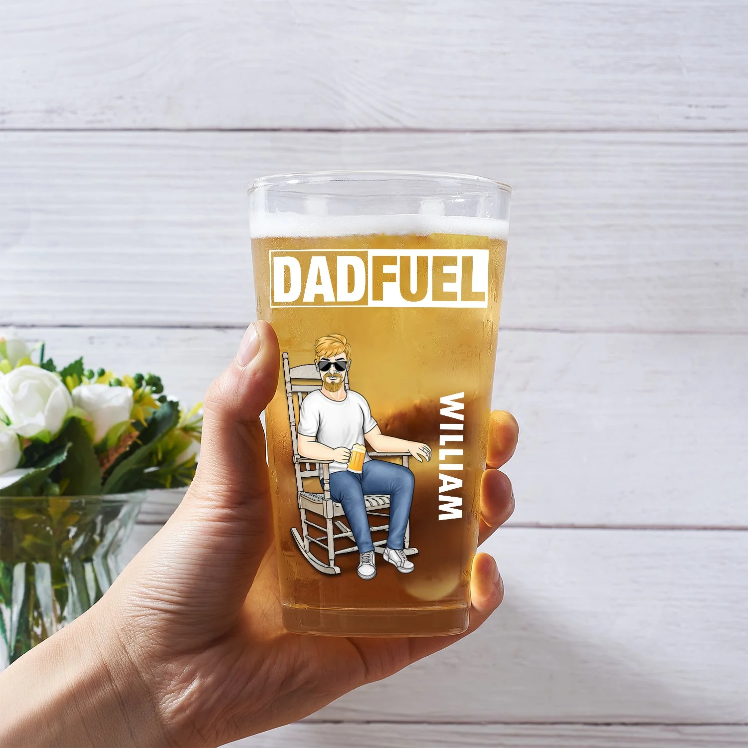 Surviving Fatherhood One Beer At A Time - Gift For Dad, Father - Personalized Beer Glass - Image 3