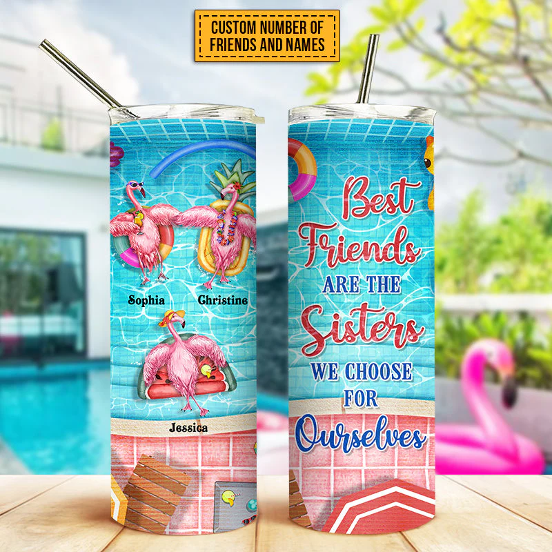 Swimming Flamingo Bestie Choose For Ourselves Custom Skinny Tumbler - Image 3