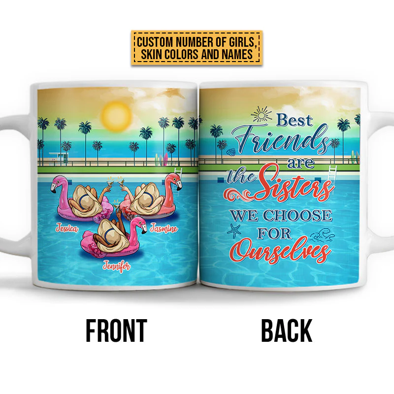 Swimming Pool Flamingo Bestie Choose For Ourselves Custom Mug, Bestie, Best Friend Gift - Image 3