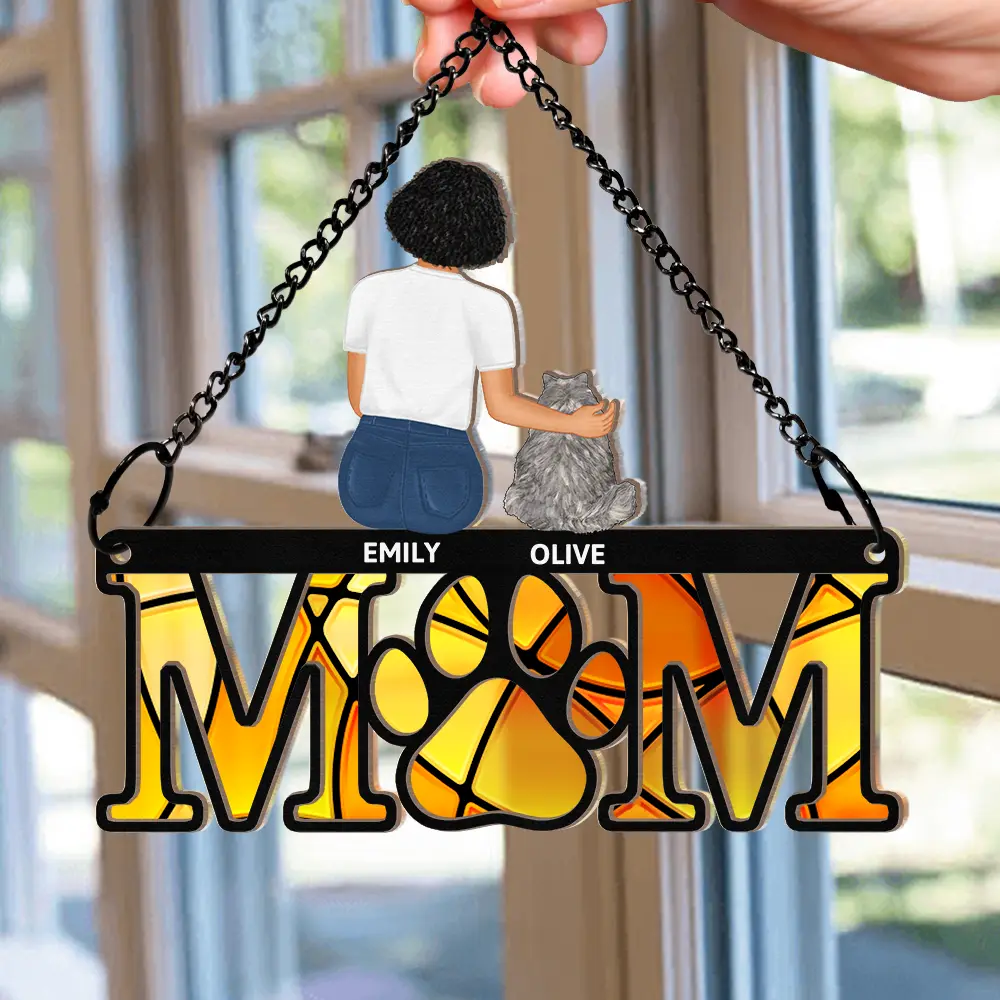 Sympathy Dog Mom Suncatcher - Personalized Window Hanging Suncatcher Ornament - Image 2