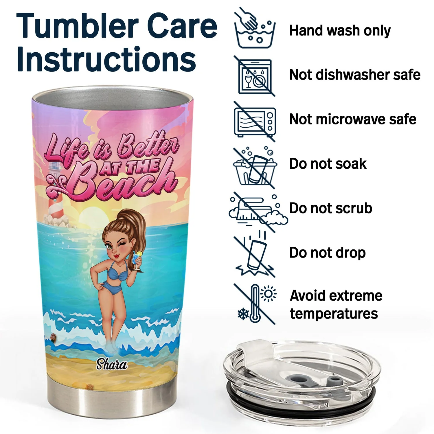 Tanned And Tipsy Beach Lovers - Personalized Tumbler - Image 4