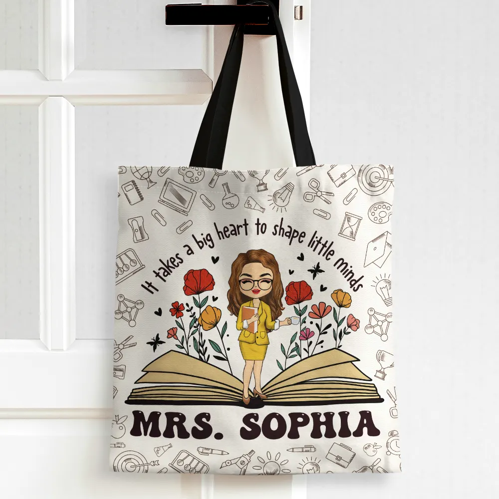 Teach Them Love Them Watch Them Grow Teacher - Personalized Zippered Canvas Bag - Image 2