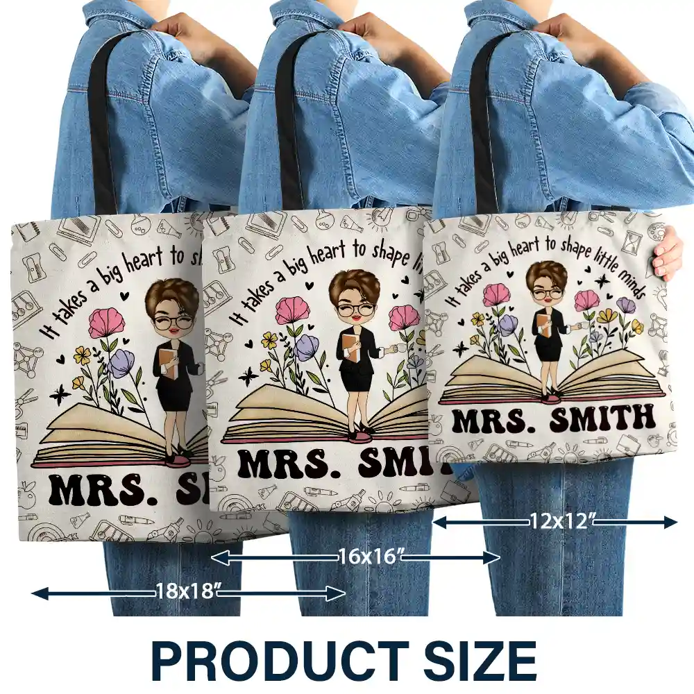 Teach Them Love Them Watch Them Grow Teacher - Personalized Zippered Canvas Bag - Image 3