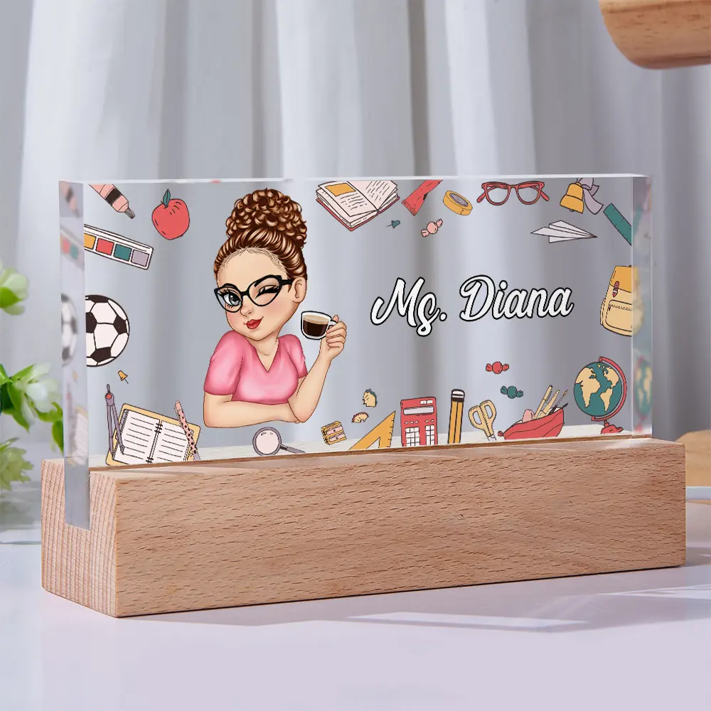 Teacher Desk Name - Personalized Rectangle LED Light - Image 2