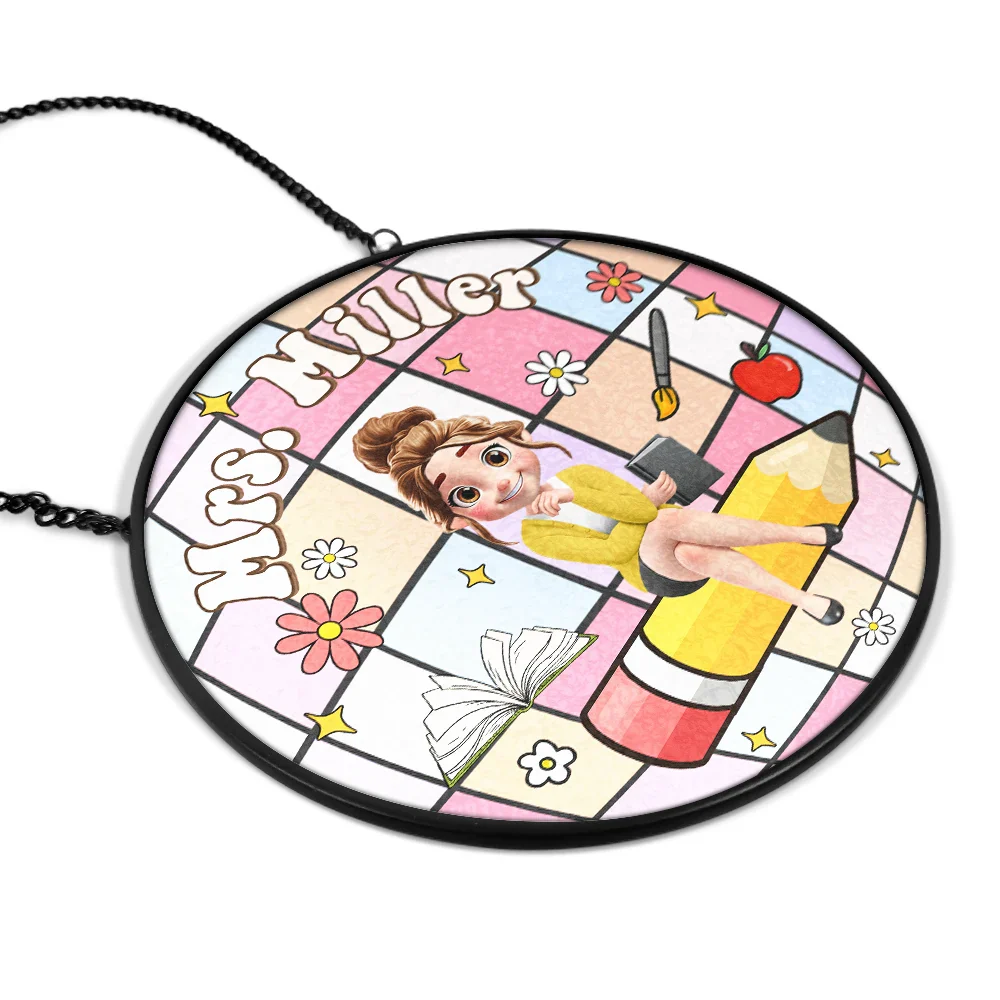 Teacher Disco Ball - Personalized Stained Glass Window Hanging Suncatcher - Image 2
