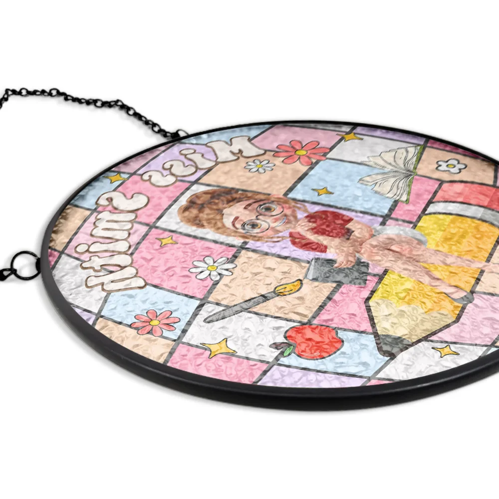 Teacher Disco Ball - Personalized Stained Glass Window Hanging Suncatcher - Image 5