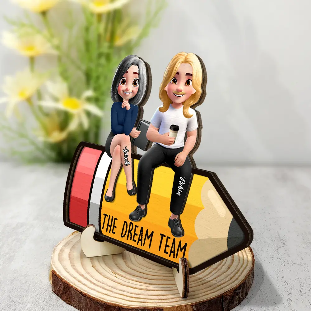 Teacher Dream Team - Personalized 2-Layered Wooden Plaque With Stand - Image 2