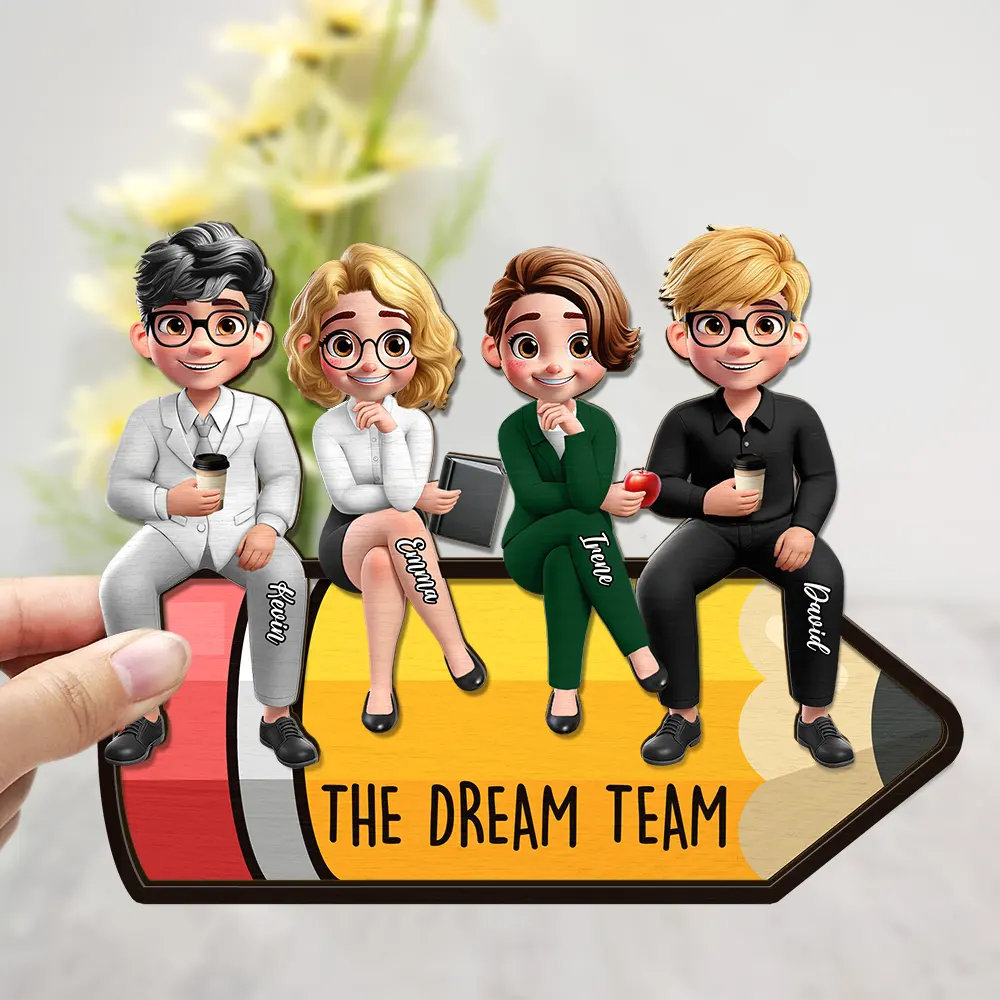 Teacher Dream Team - Personalized 2-Layered Wooden Plaque With Stand - Image 3