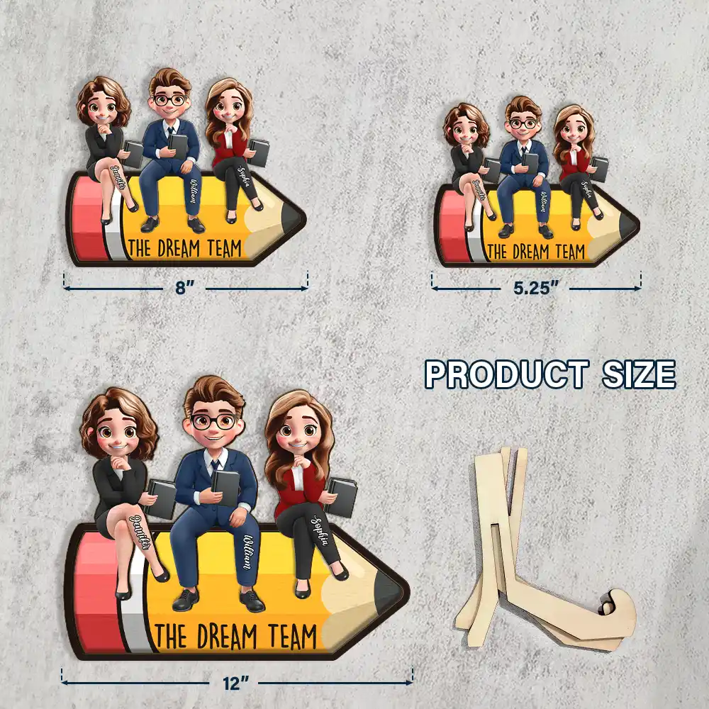 Teacher Dream Team - Personalized 2-Layered Wooden Plaque With Stand - Image 4