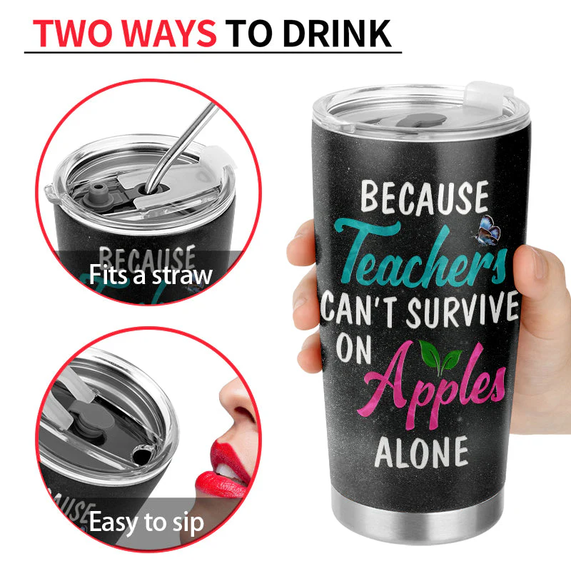 Teacher Educator Counselor Principal School Survive On Apple Custom Tumbler - Image 4