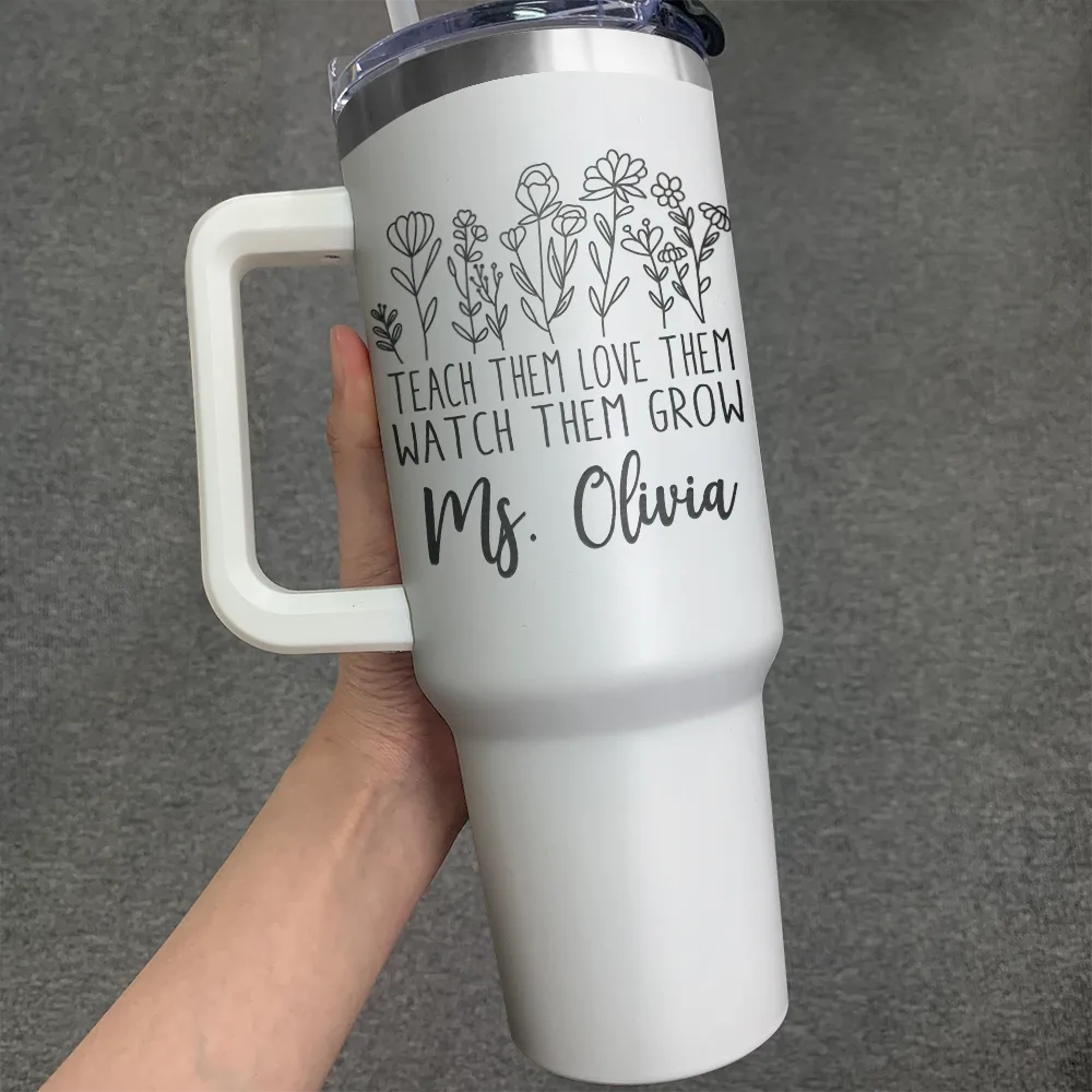 Teacher Helping Little Mind Grow - Personalized Engraved 40oz Tumbler - Image 3