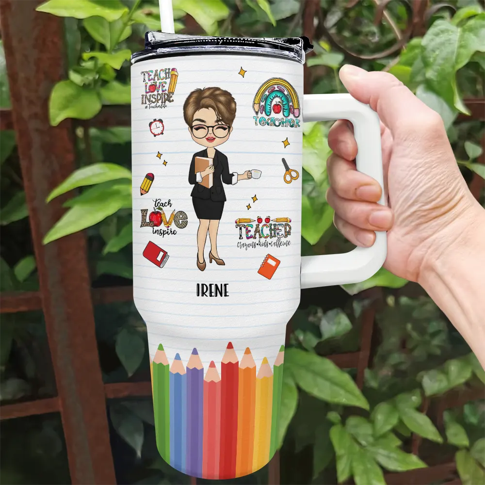 Teacher Life - Personalized 40oz Tumbler With Straw - Image 2