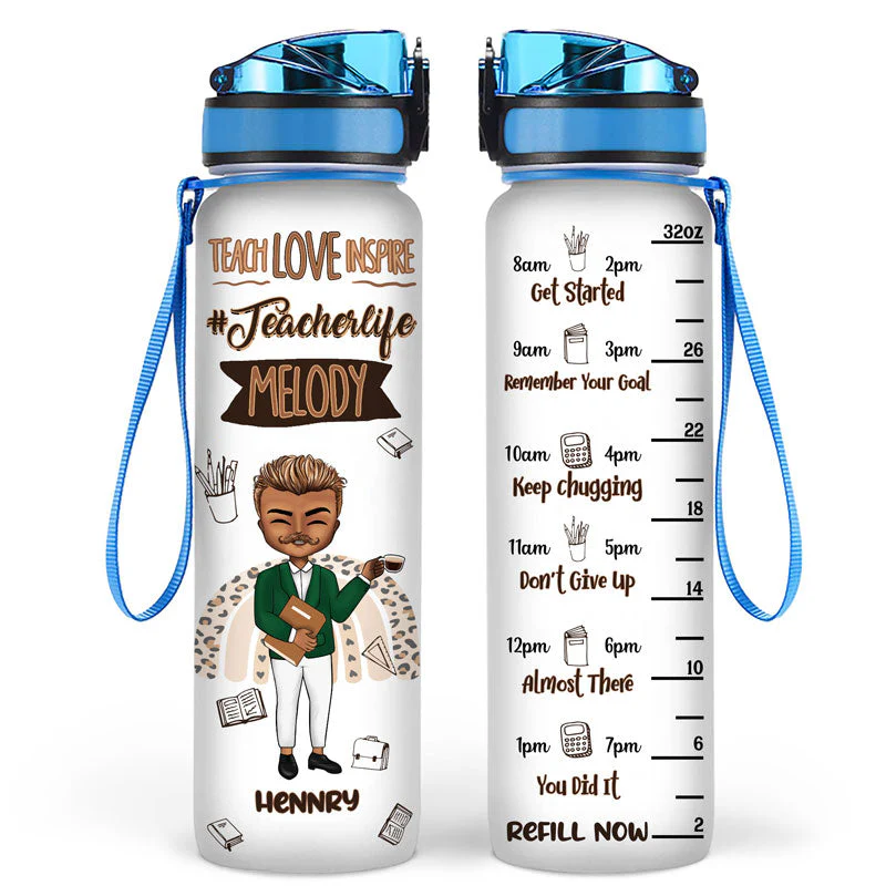 Teacher Of Tiny Humans - Gift For Teachers - Personalized Custom Water Tracker Bottle - Image 2