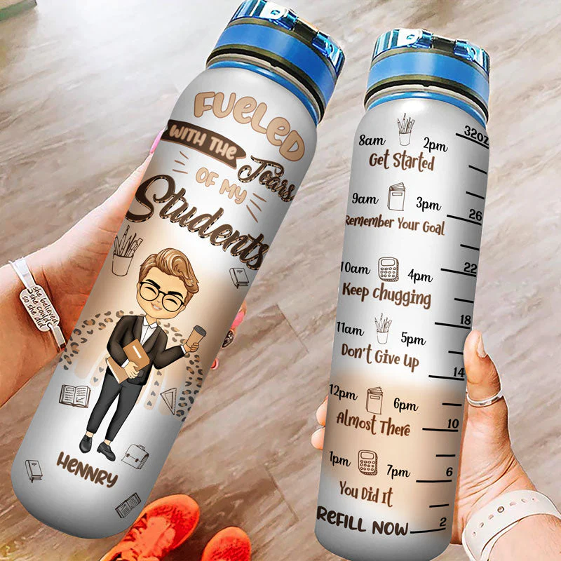 Teacher Of Tiny Humans - Gift For Teachers - Personalized Custom Water Tracker Bottle - Image 4