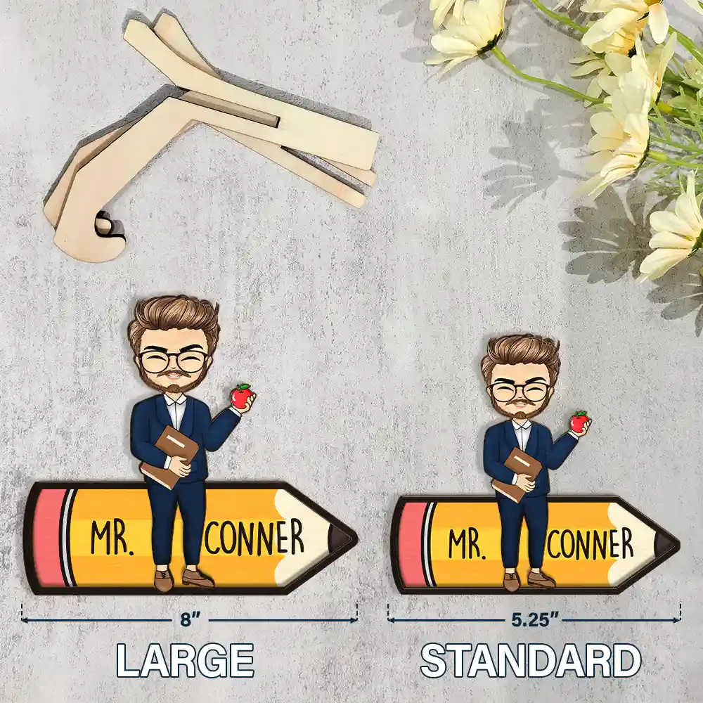 Teacher Pencil - Personalized 2-Layered Wooden Plaque With Stand - Image 5