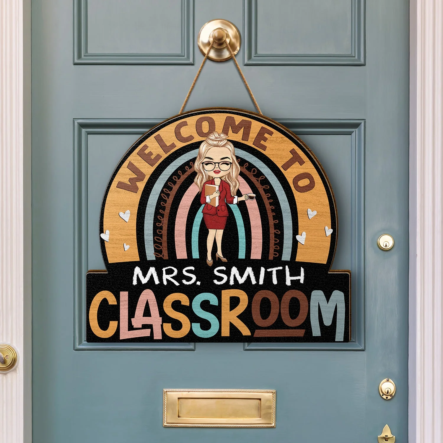Teacher Welcome To Classroom - Gift For Teacher - Personalized Custom Shaped Wood Sign - Image 3