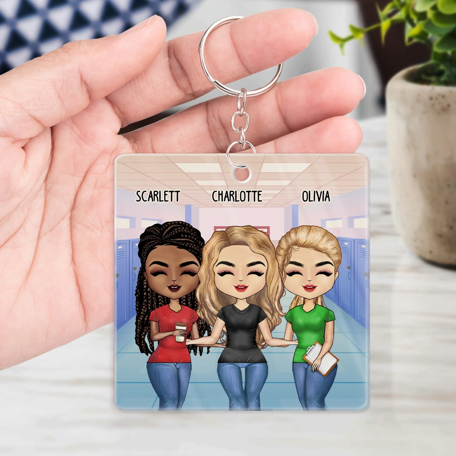 Teacher Work Made Us Colleagues - Birthday, Loving Gifts For Co-workers, Friends, Soul Sisters, Besties, BFF - Personalized Acrylic Keychain - Image 4