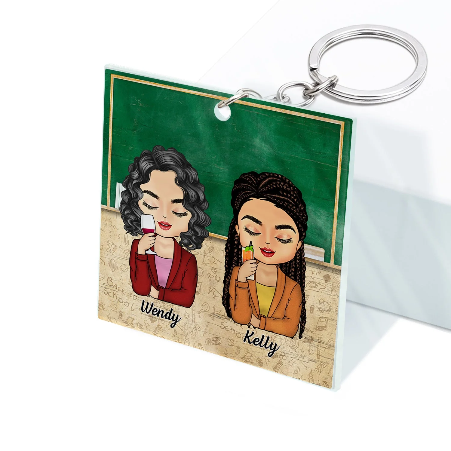 Teacher Work Made Us Colleagues But Our Potty Mouths - Gift For Work Besties, Colleagues - Personalized Custom Acrylic Keychain - Image 2