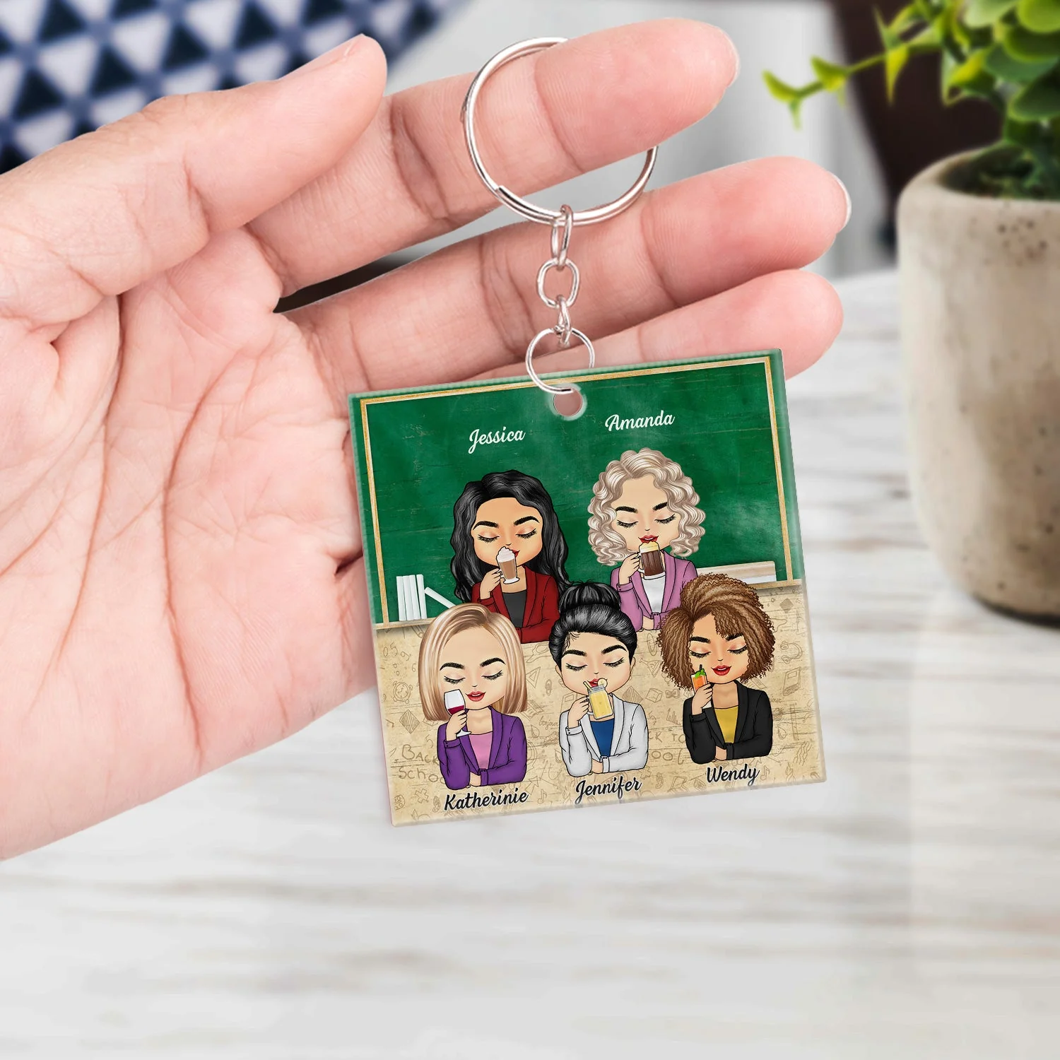 Teacher Work Made Us Colleagues But Our Potty Mouths - Gift For Work Besties, Colleagues - Personalized Custom Acrylic Keychain - Image 4