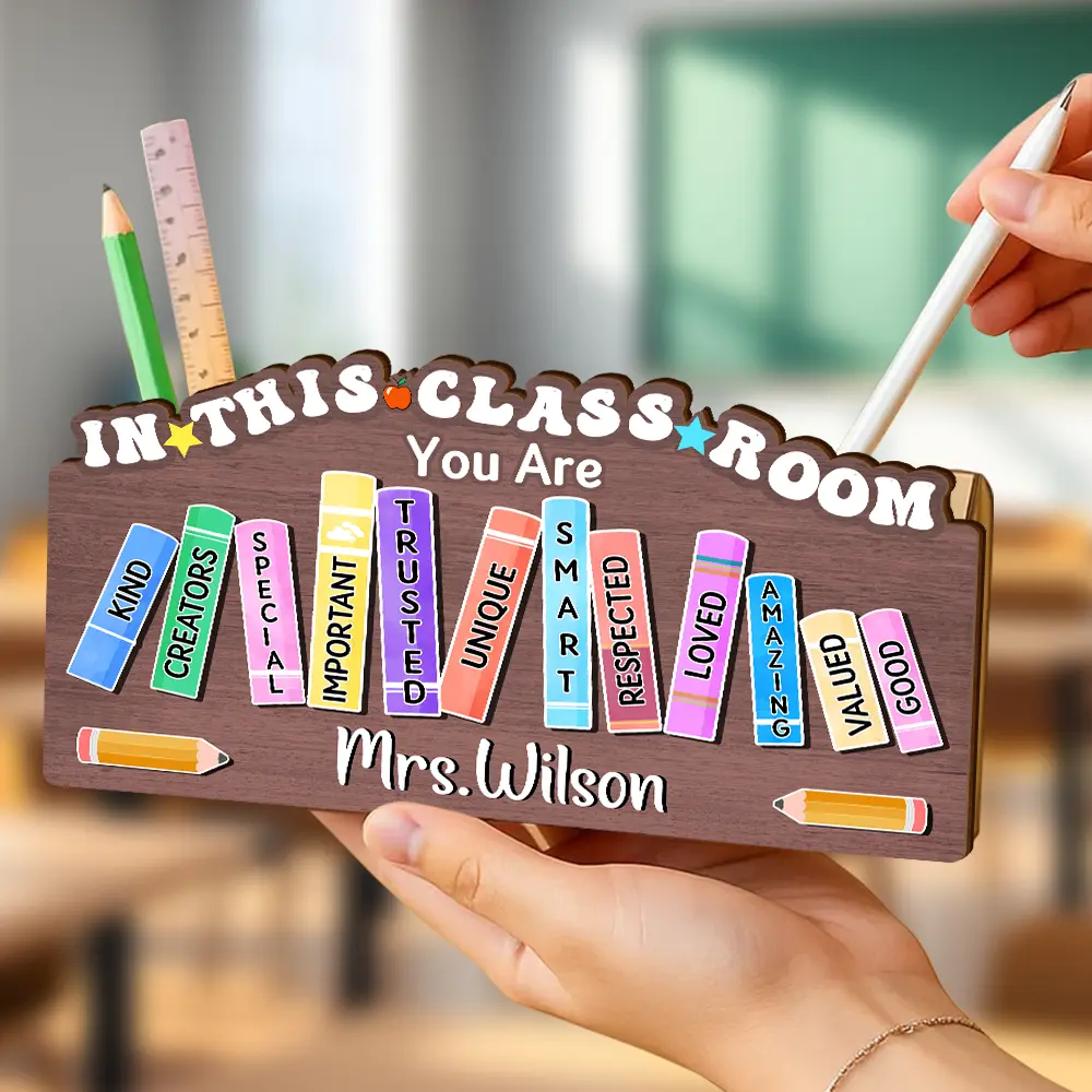 Teacher You Are Kind Creators Special Important Trusted Unique Smart - Personalized Wooden Pen Pencil Holder - Image 3