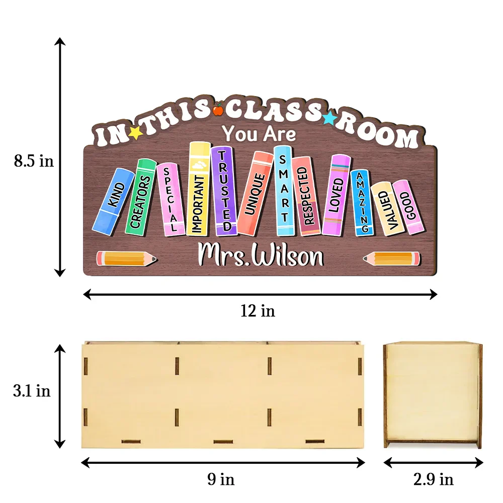 Teacher You Are Kind Creators Special Important Trusted Unique Smart - Personalized Wooden Pen Pencil Holder - Image 5