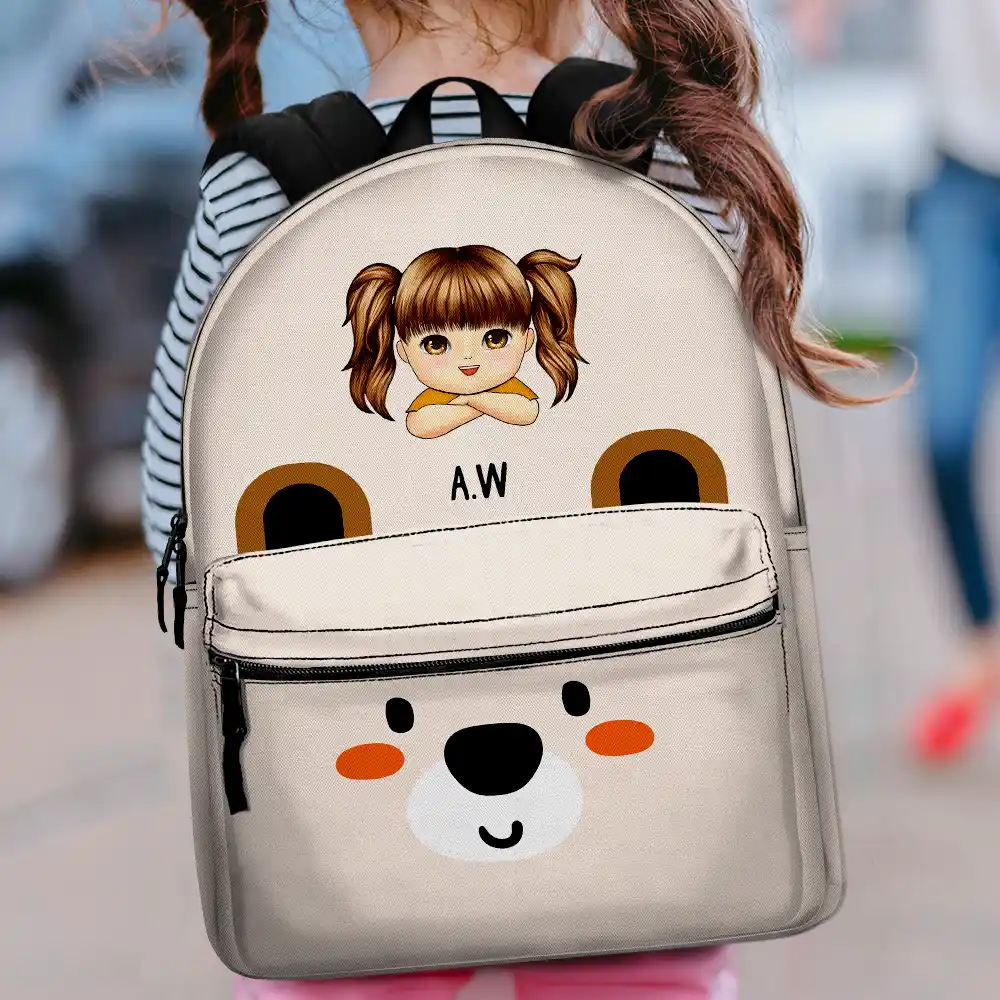 Teddy Bear Kid - Personalized Canvas Backpack - Image 2