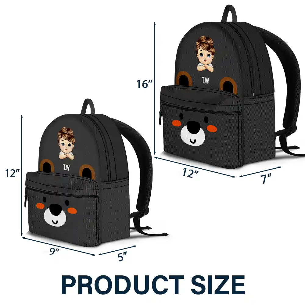 Teddy Bear Kid - Personalized Canvas Backpack - Image 4