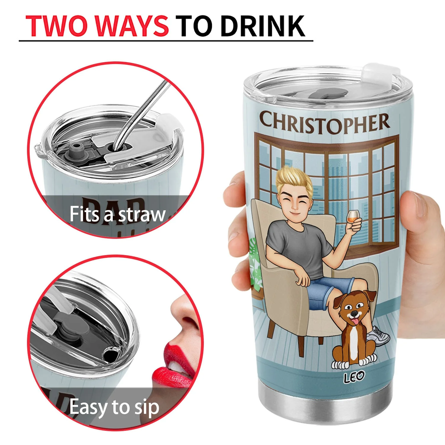 Thank You Best Dog Cat Dad Ever - Birthday, Loving Gift For Pet Lovers - Personalized Tumbler - Image 4