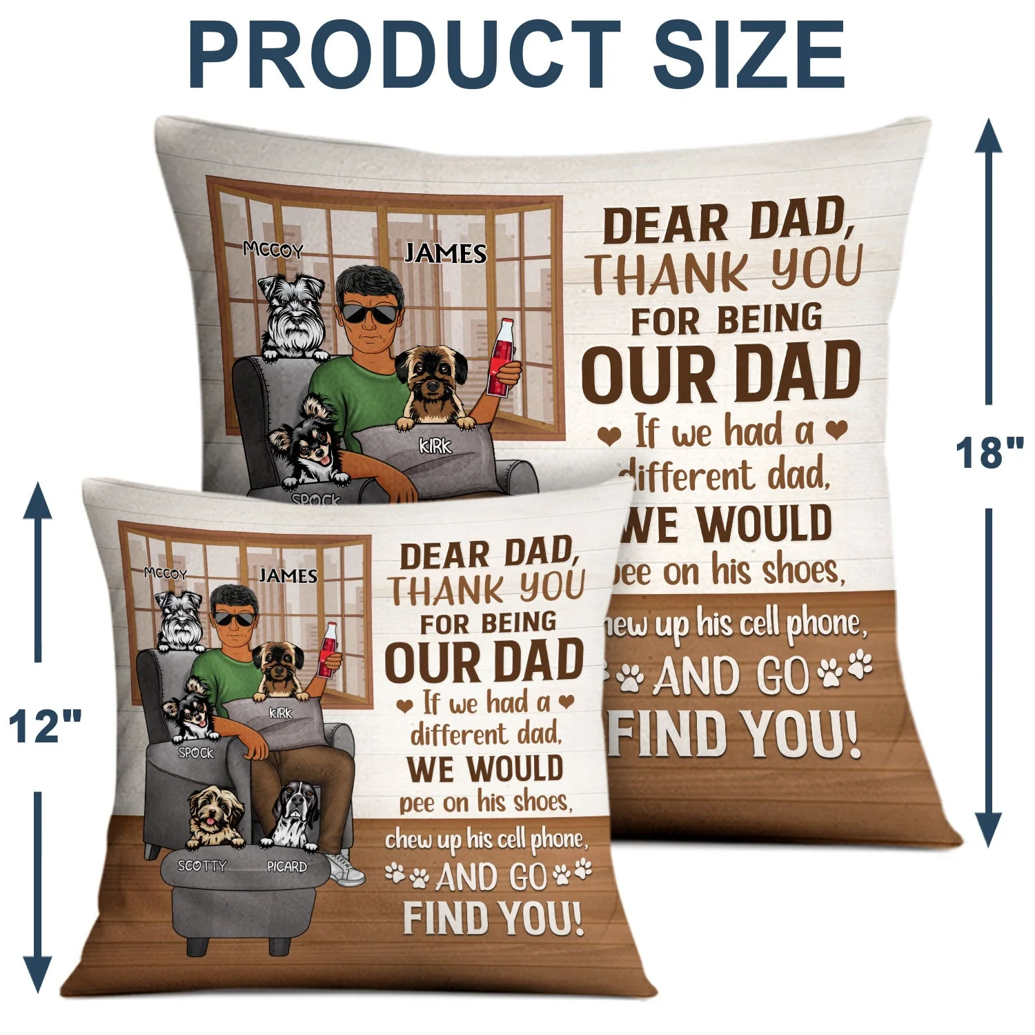 Thank You Best Dog Dad Ever - Pet Lover Father Gift - Personalized Custom Pillow - Image 4
