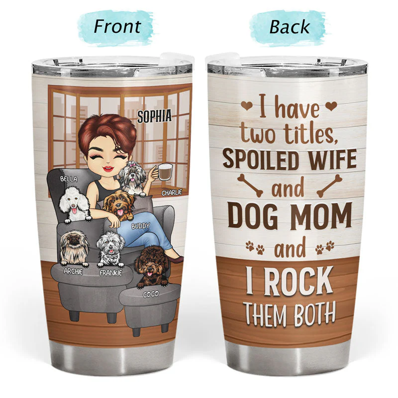 Thank You Best Dog Mom Ever Chibi Woman - Mother Gift - Personalized Custom Tumbler - Image 3