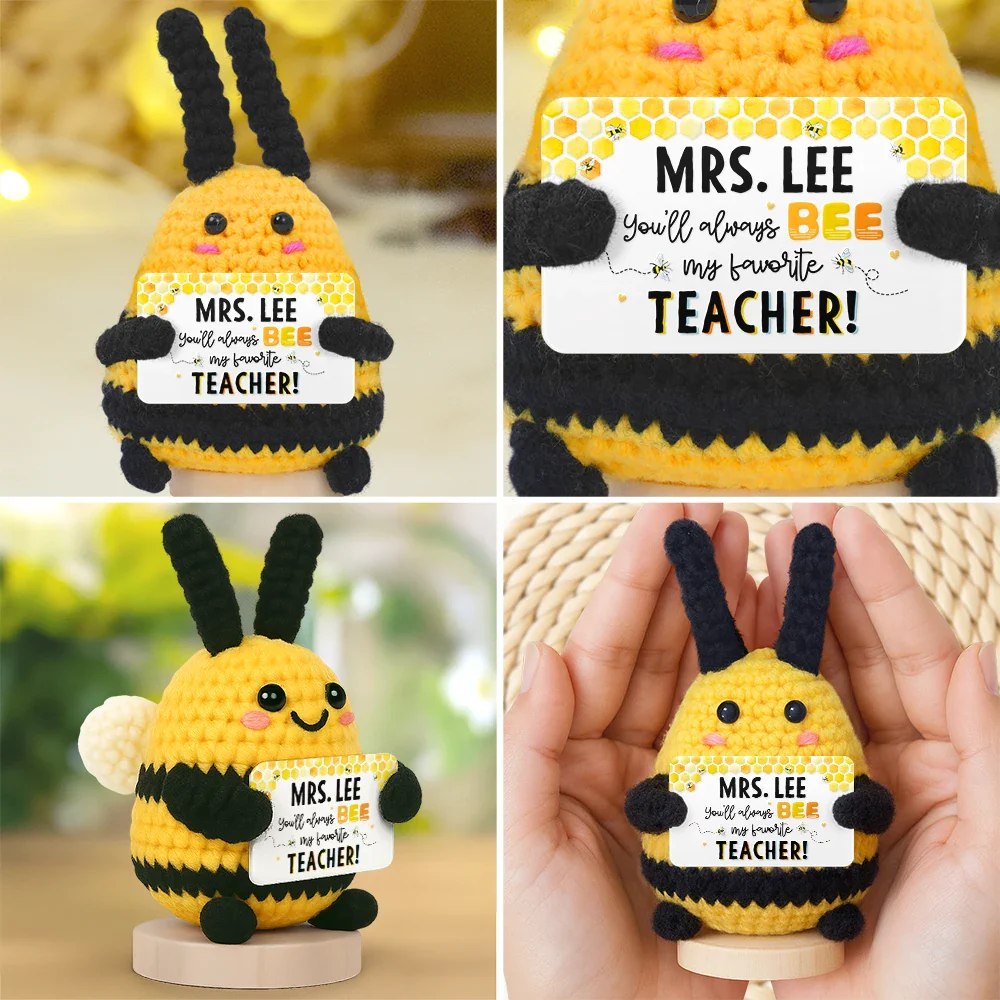 Thank You For Bee-ing Such An Amazing Teacher - Personalized Doll Crochet With Custom Card - Image 3