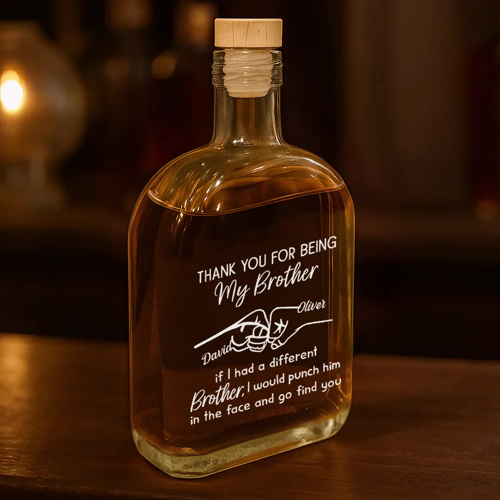 Thank You For Being My Brother - Personalized Whiskey Bottle - Image 3
