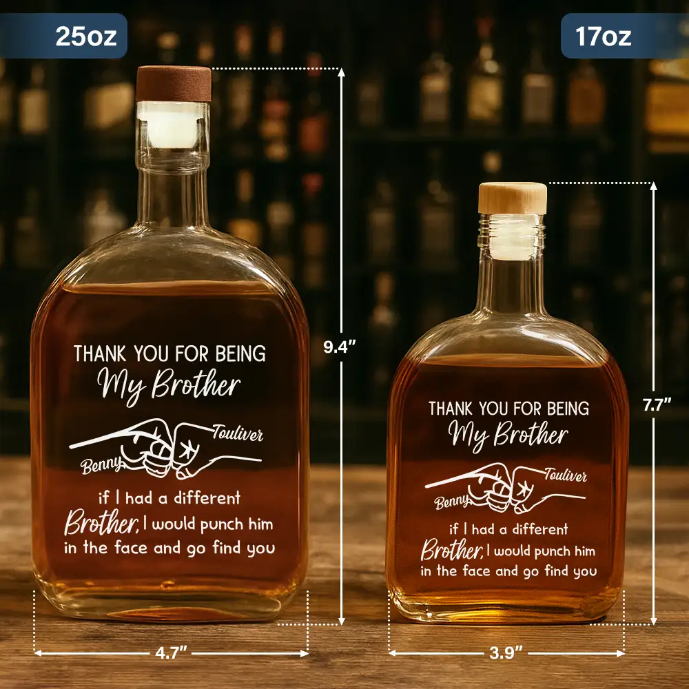 Thank You For Being My Brother - Personalized Whiskey Bottle - Image 5