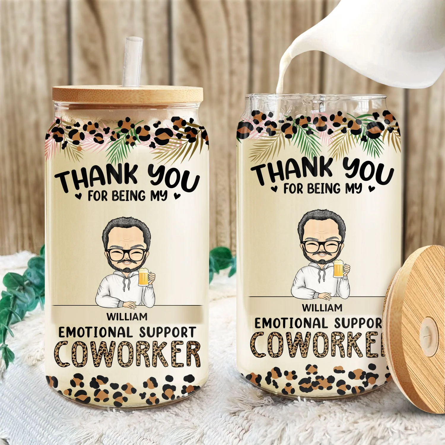 Thank You For Being My Emotional Coworker - Gifts For Colleagues, Besties - Personalized Clear Glass Can - Image 3