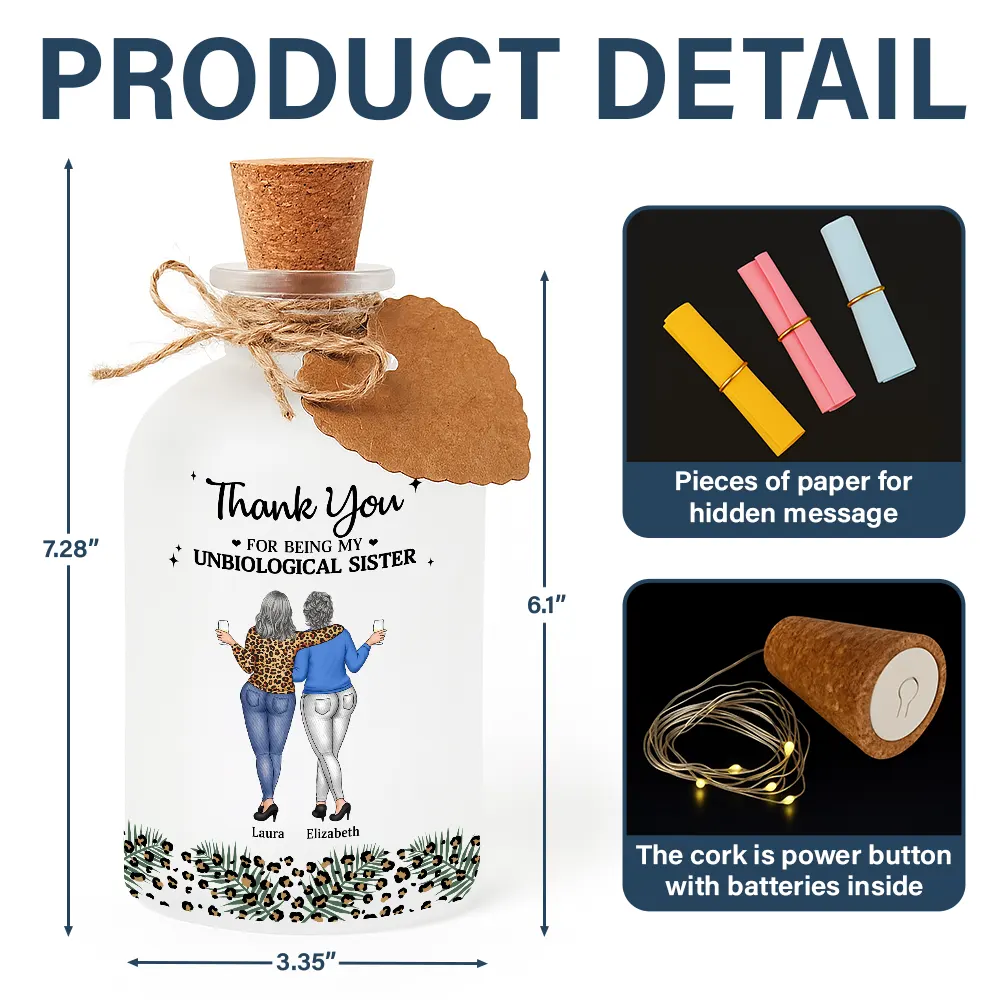 Thank You For Being My Unbiological Sister - Personalized Short Bottle Light - Image 5