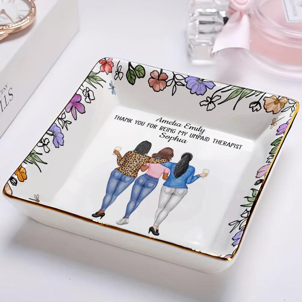 Thank You For Being My Unpaid Therapist Backside Bestie - Personalized Ring Dish - Image 2