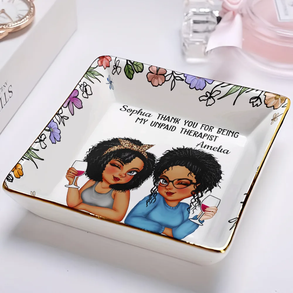 Thank You For Being My Unpaid Therapist Bestie - Personalized Ring Dish - Image 2