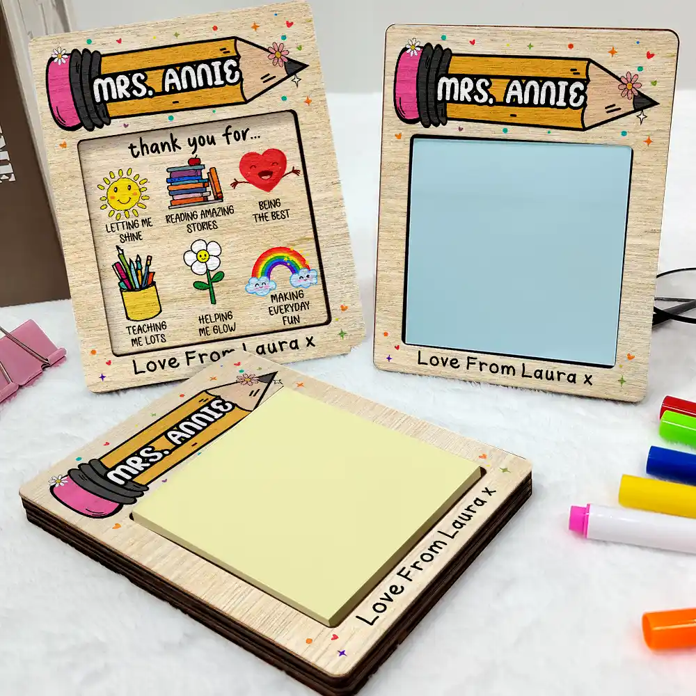 Thank You For Being The Best Teacher - Personalized Sticky Note Pad Holder - Image 3