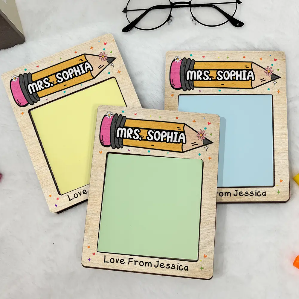 Thank You For Being The Best Teacher - Personalized Sticky Note Pad Holder - Image 4