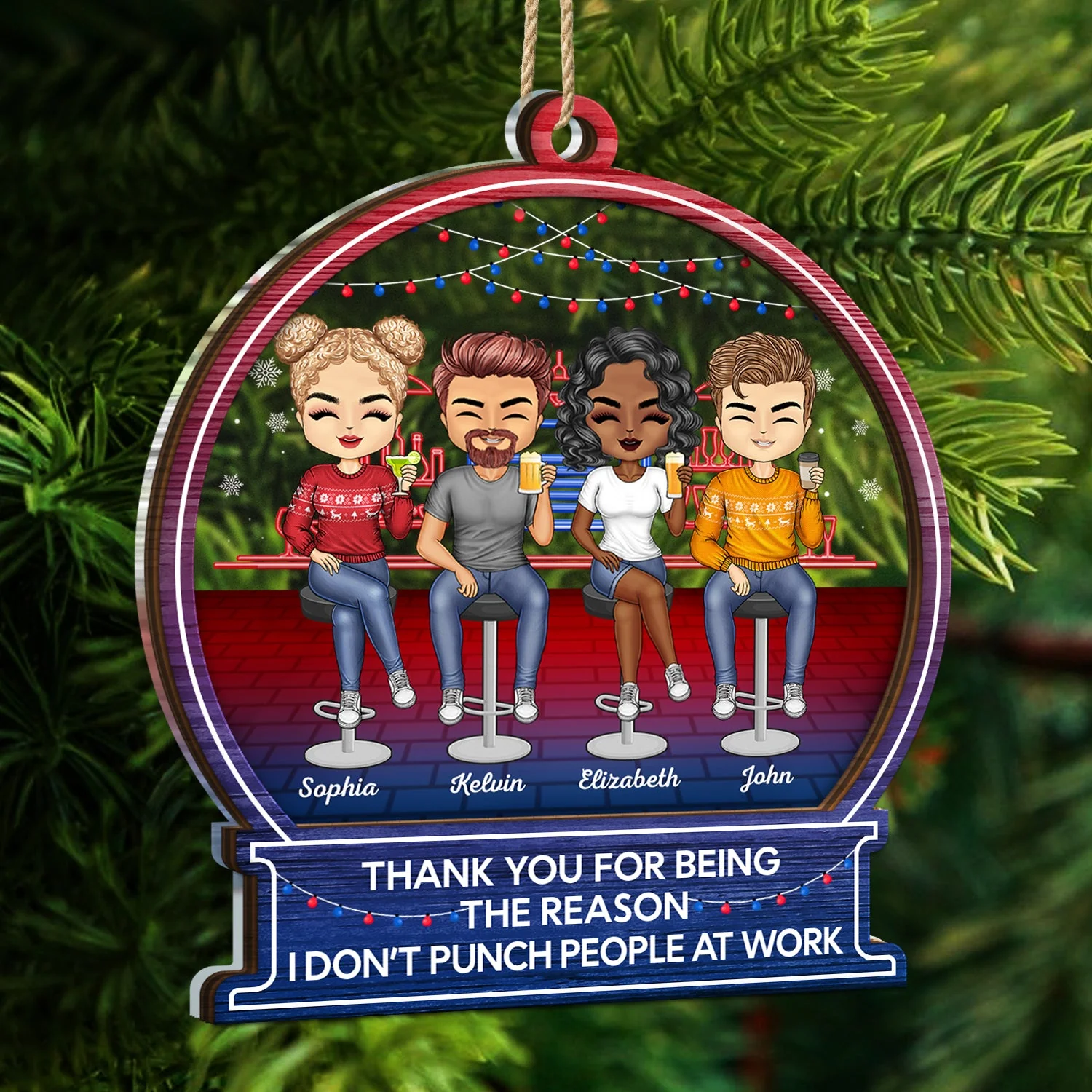 Thank You For Being The Reason - Christmas Gift For Bestie, Colleague - Personalized 2-Layered Mix Ornament - Image 5