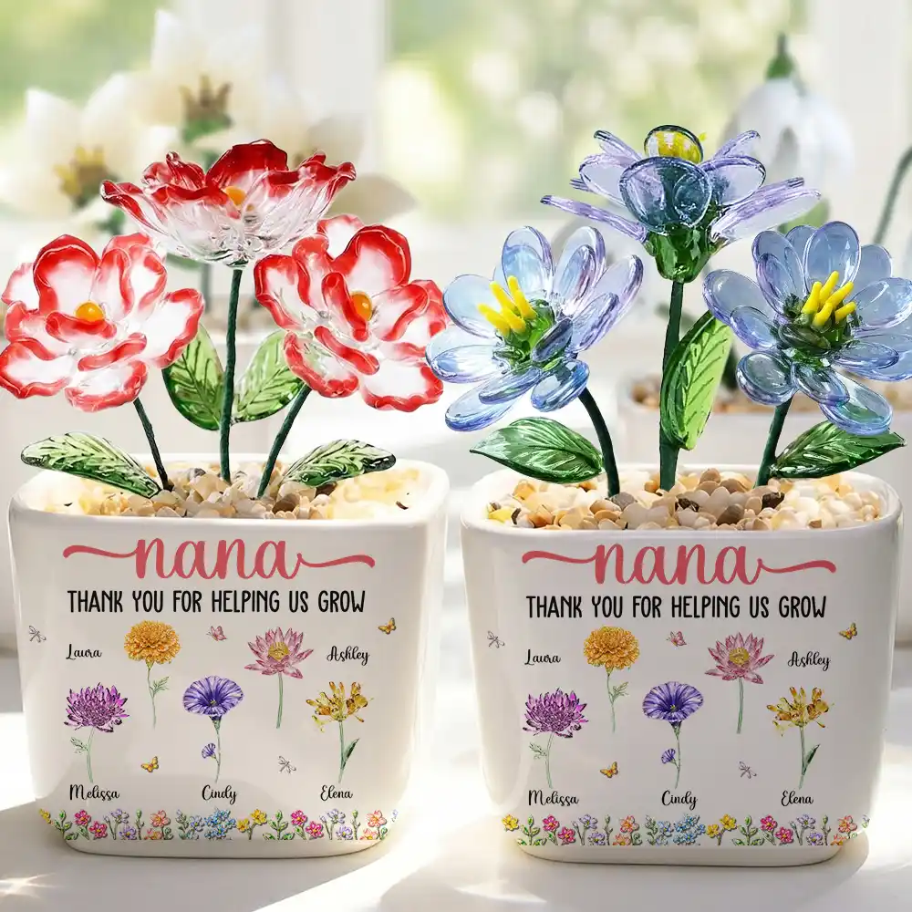 Thank You For Helping Us Grow - Personalized Glass Flower Plant Pot - Image 3