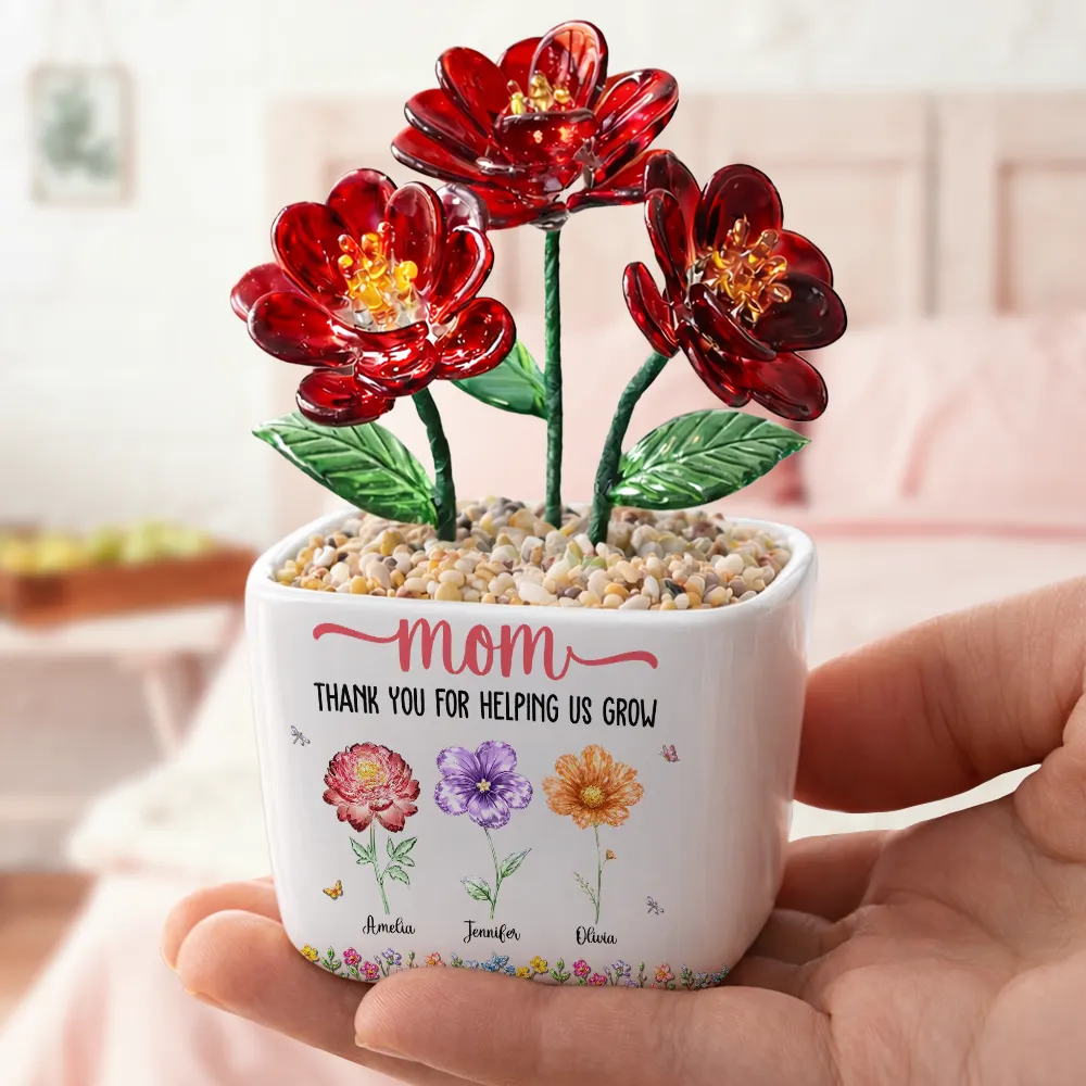 Thank You For Helping Us Grow - Personalized Glass Flower Plant Pot - Image 4